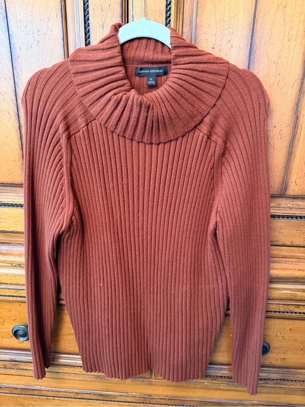 Banana Republic Women's Rust Ribbed Funnel-Neck Sweater
